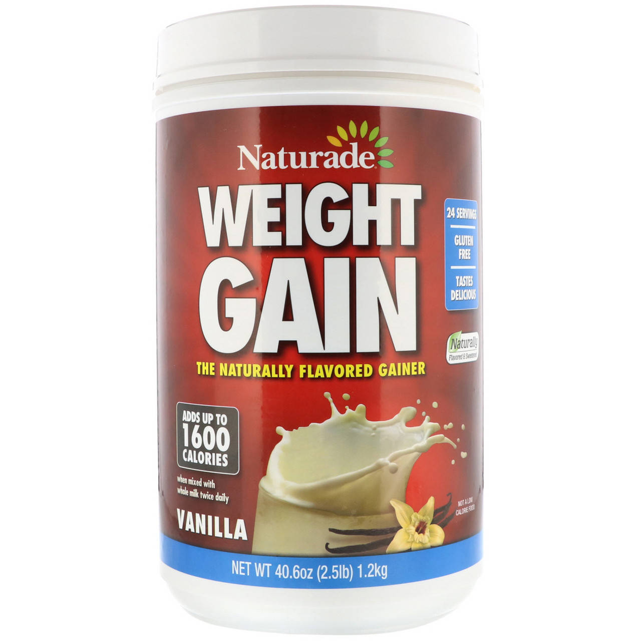 

Naturade, Weight Gain, добавка для набора веса, ваниль, 1,1 кг (2,5 фунта; 40,6 унции)