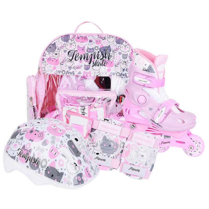 

Детские ролики и защита Tempish Kitty Baby Purple роликовые коньки раздвижные для девочки, Розовый