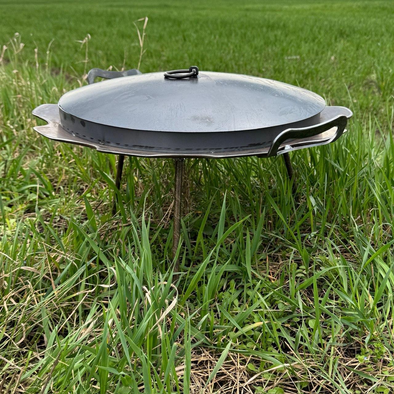 Сковорода Ромашка з бортом та кришкою з диску борони 56см (6мм)