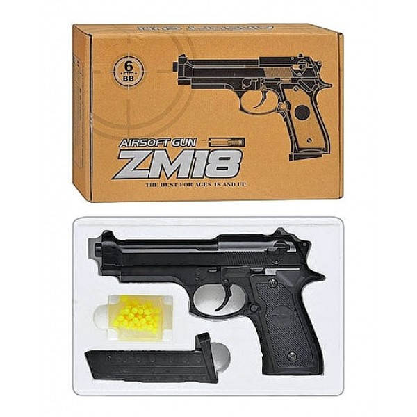 

Игрушечный пистолет с пульками CYMA ZM18 металлический - AllInOne, Черный