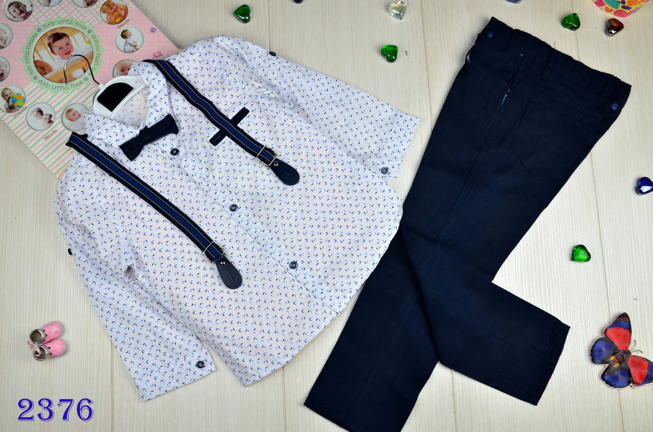 

Классический костюм для мальчика с рубашкой, подтяжками, брюками и бабочкой 5 лет