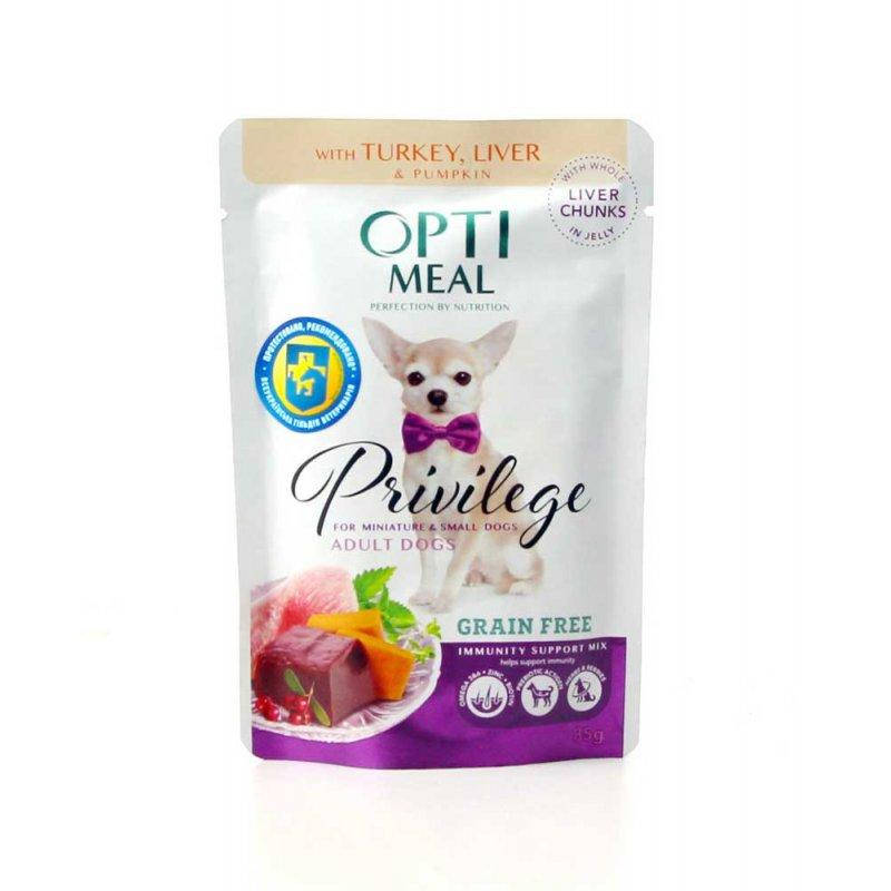 

Влажный корм Optimeal (Оптимил) 85г с индейкой и печенью в тыквенном желе для собак