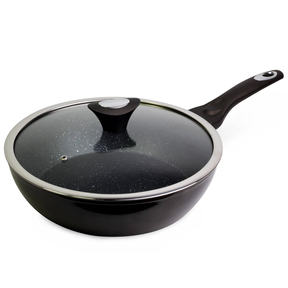 

Сотейник Ø28см с антипригарным покрытием Black marble из алюминия с крышкой