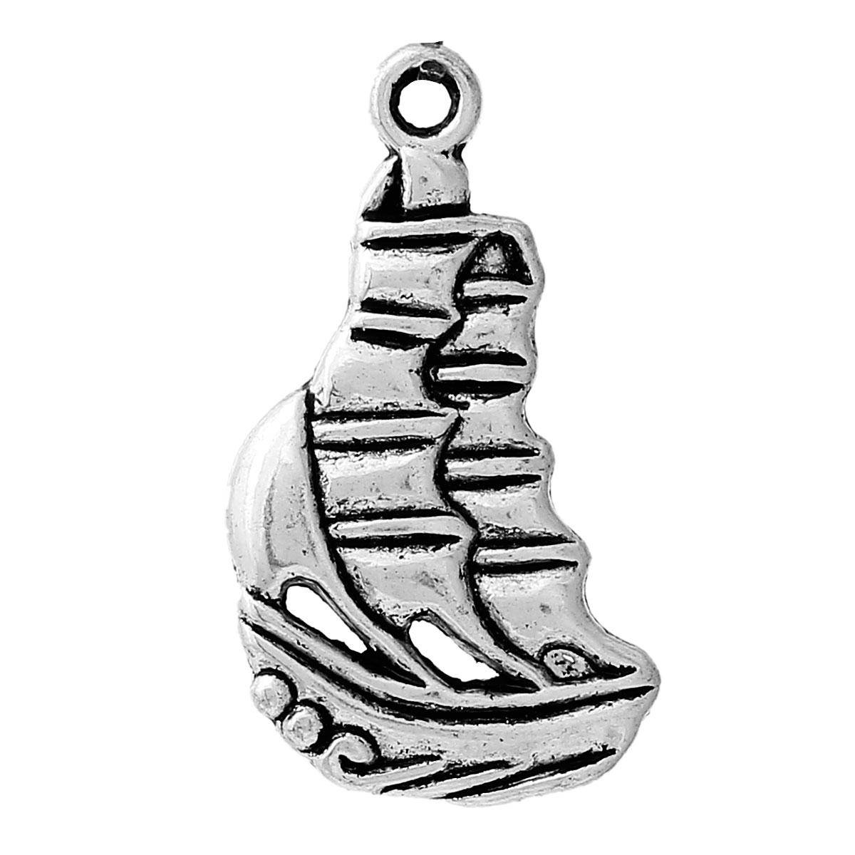 

Подвеска яхта, Корабль, Судно, Цинковый сплав, Античное серебро, 22 mm x 13 mm