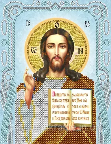 

Схема на ткани для вышивания бисером Господь Вседержитель. А-строчка.