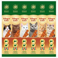 

Мясные колбаски с курицей и печенью для кошек Allegro Cat (Аллегро Кет) 6*5 гр