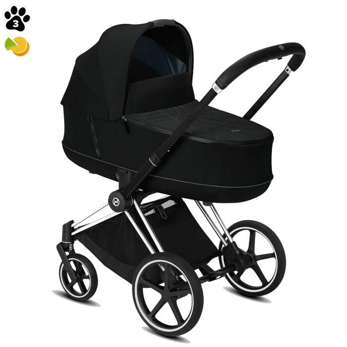 

Коляска Cybex Priam Шасси Chrome Black + Люлька Deep Black, Черный