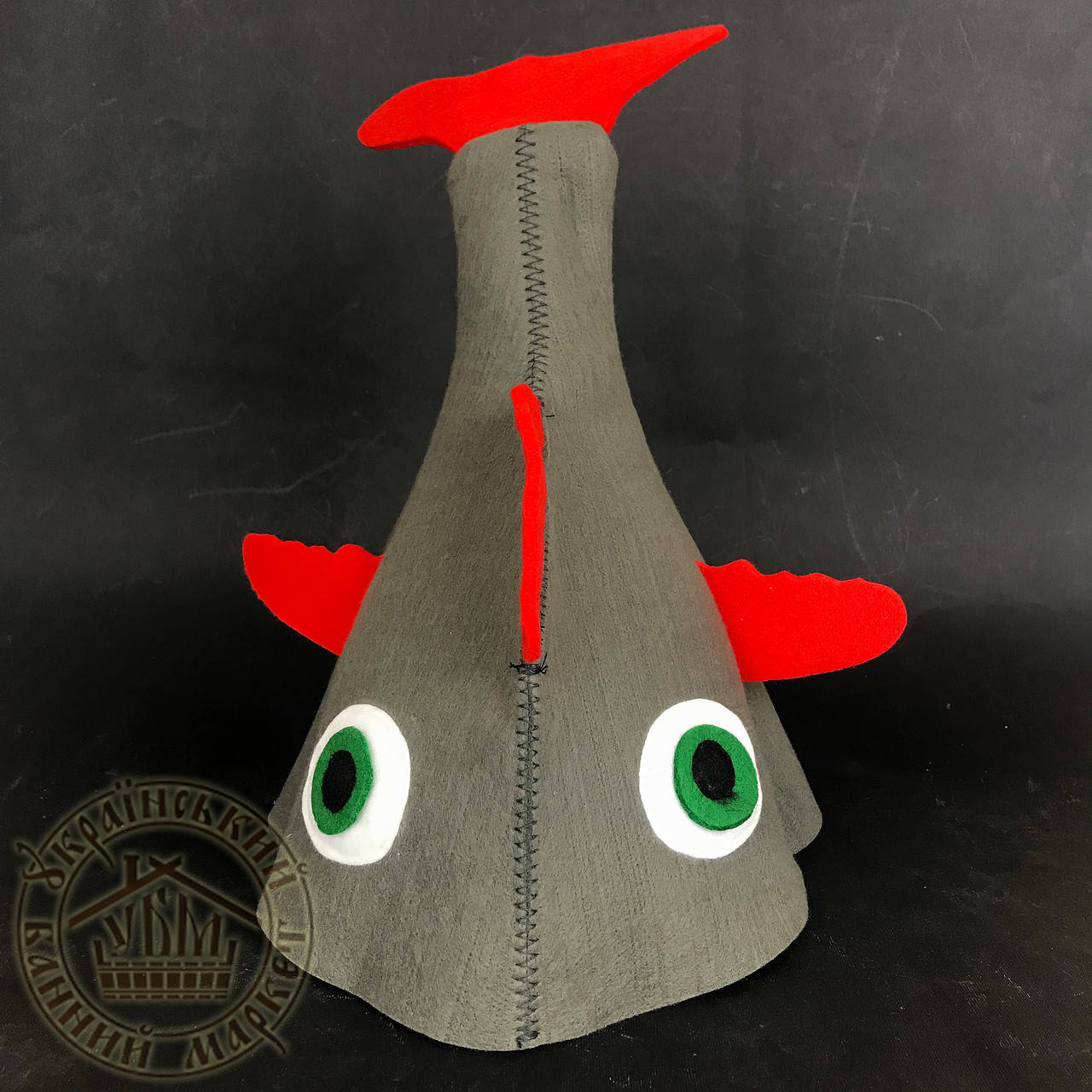 

"Рыбка", шапка для бани (серый фетр)