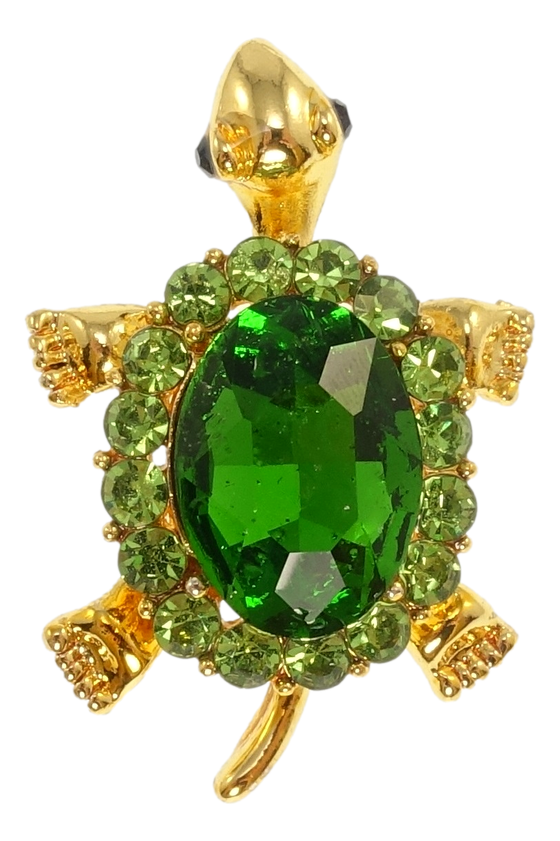 

Брошь "Черепаха с зелёными стразами"