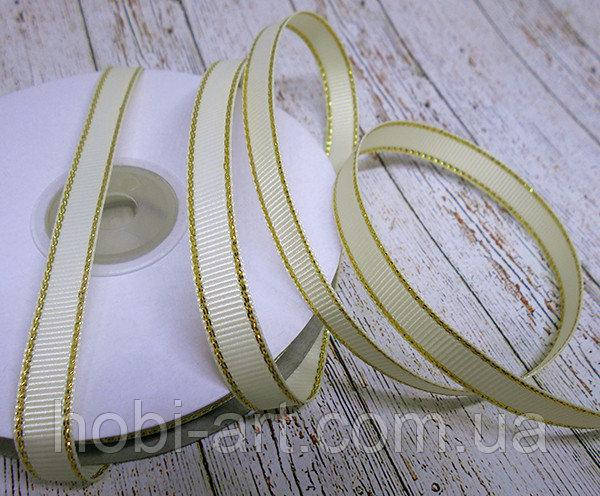 

Стрічка репсова 9 мм, з золотистим люрексом №09 молочна