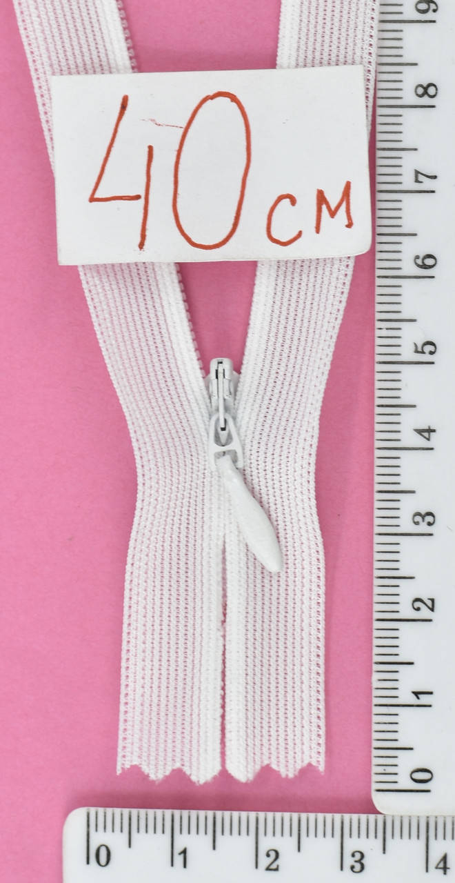 

Молния спираль №3 потайная нейлон 40см белая уп=10шт, Белый