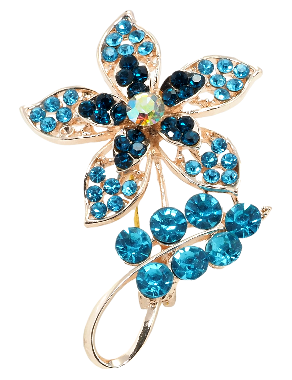 

Брошь "Цветок с бирюзовыми стразами"