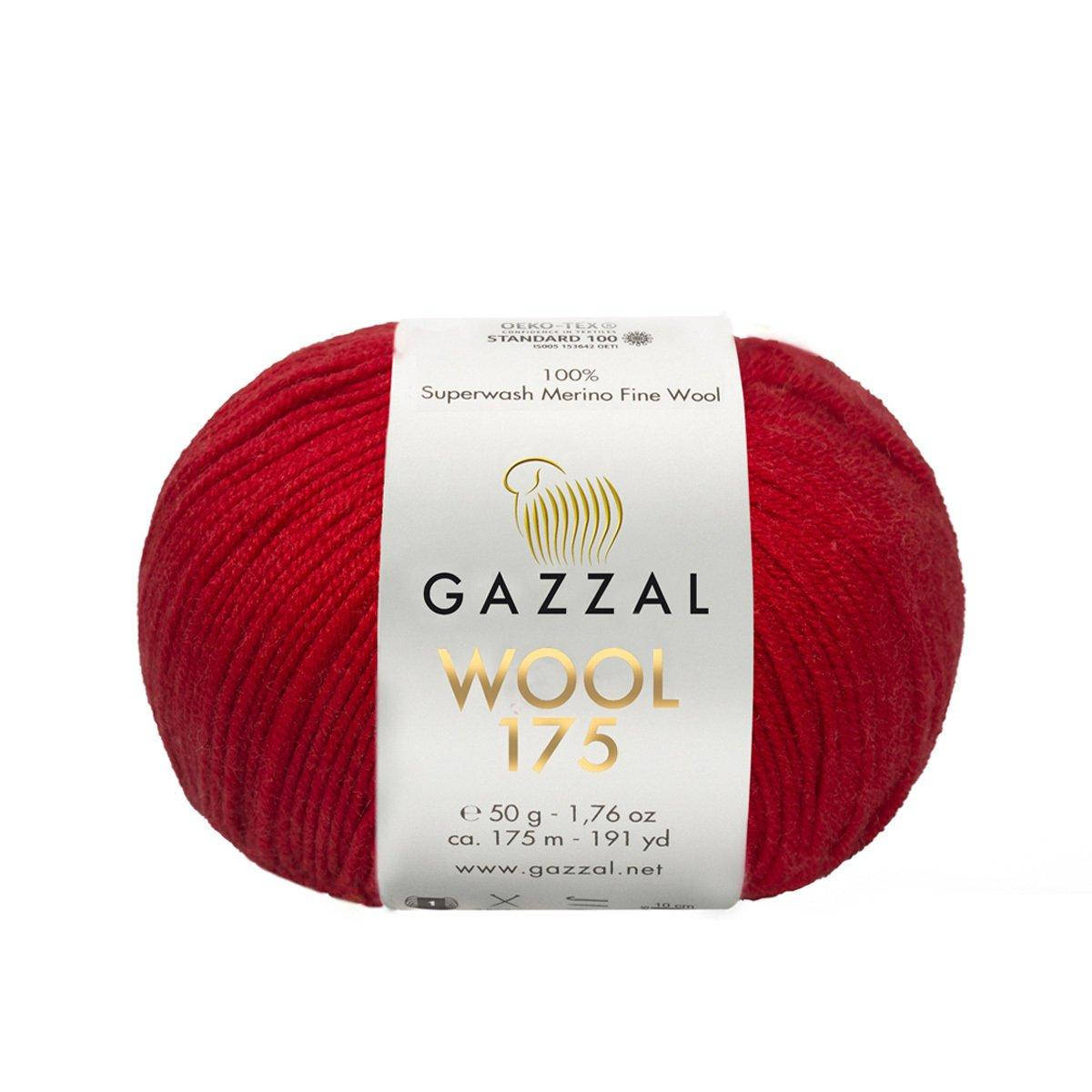

Gazzal Wool 175 (Газзал Вул 175) № 338 красный (Пряжа мериносовая, нитки для вязания)