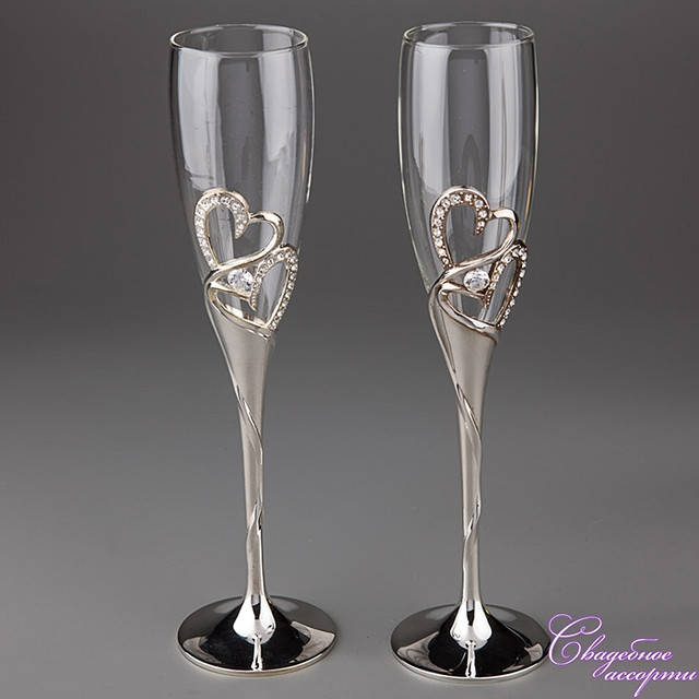 

Свадебные бокалы "Два сердца"