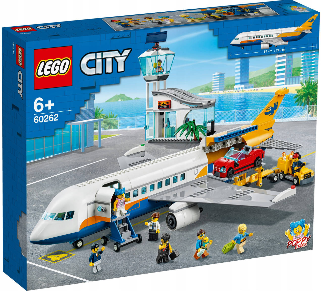 

Блочный конструктор LEGO City Пассажирский самолёт 669 деталей (60262), Красный