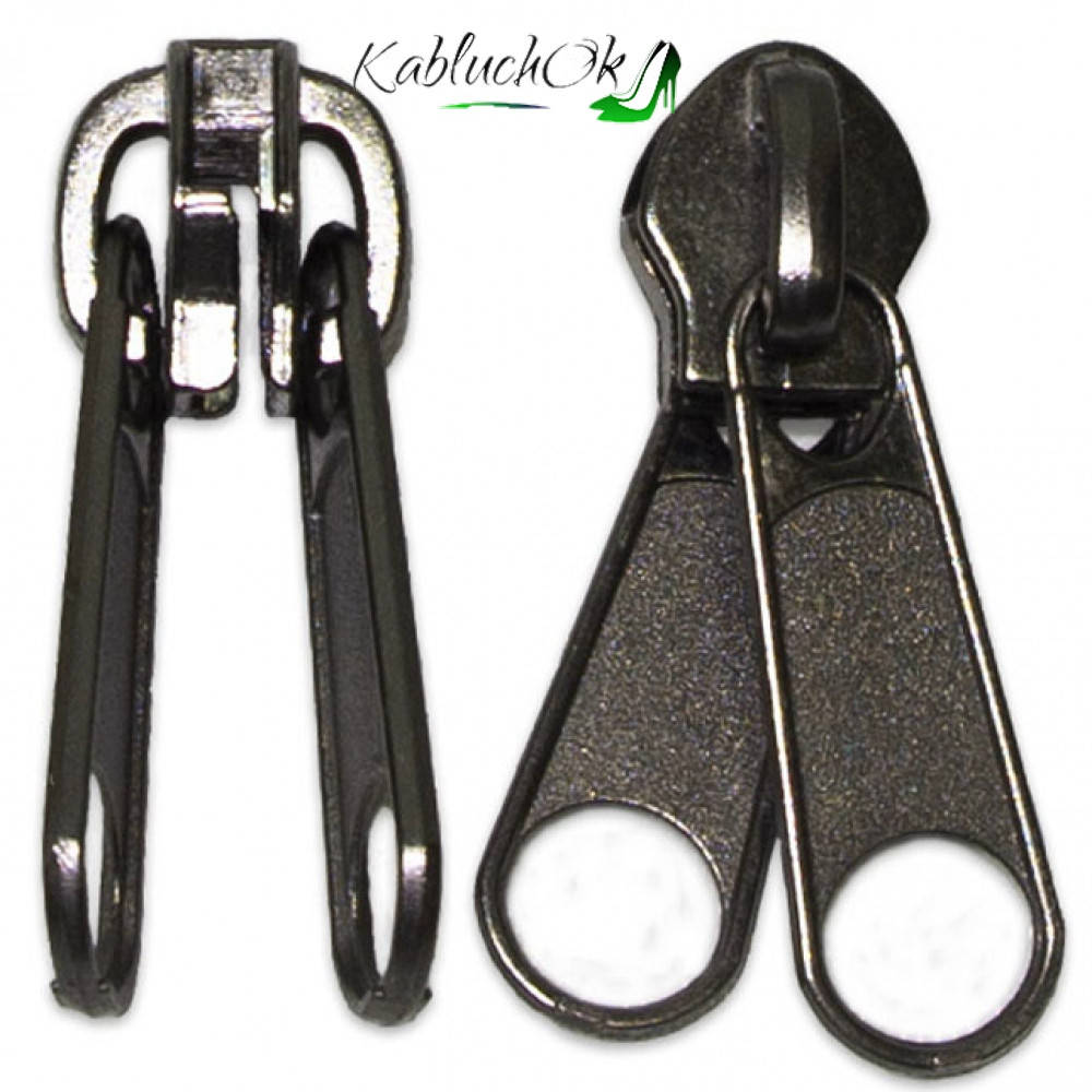 

Бегунок №10 на спиральную молнию двухсторонний, без фиксатора, черный