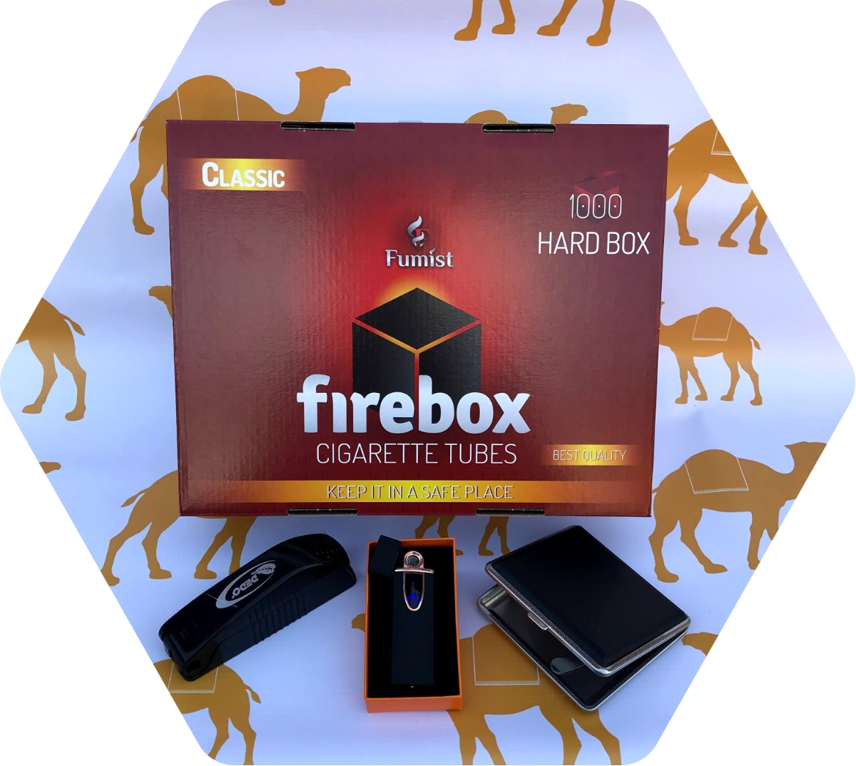 

НАБОР: Сигаретные Гильзы FIREBOX 1000шт+Зажигалка+Портсигар+Машинка Для Набивки(гильзы для сигарет)