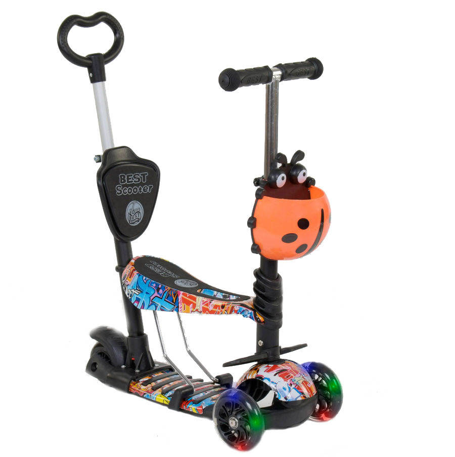 

*Самокат - беговел 5в1 Best Scooter с родительской ручкой и подножками арт. 15600