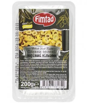 

Оливки зеленые нарезанные кольцами 200 г Fimtad (Турция)