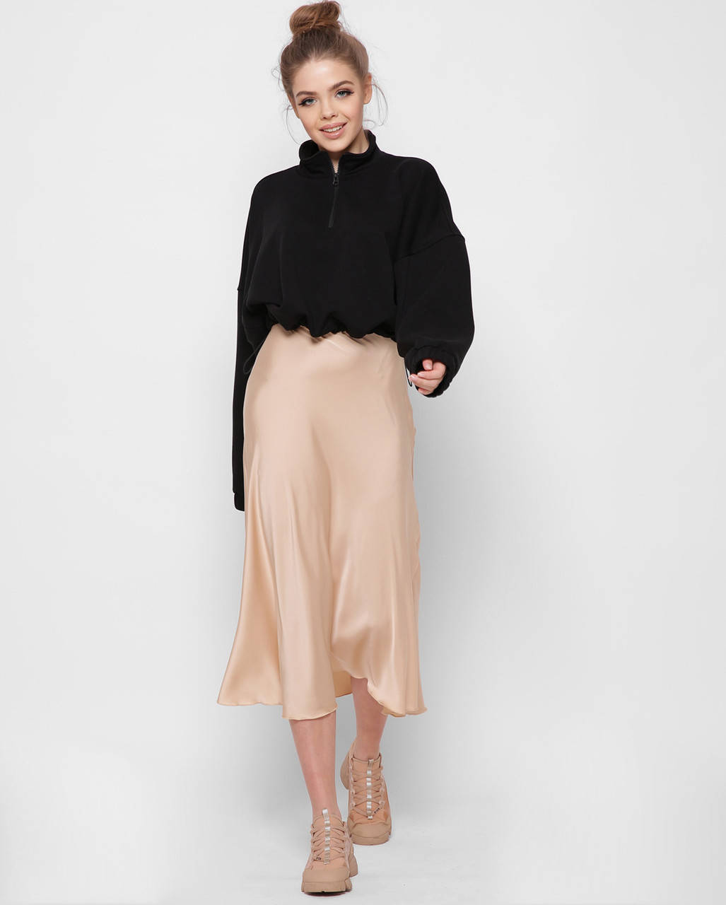 

Шелковая юбка-миди. UB-3264-10, Бежевый