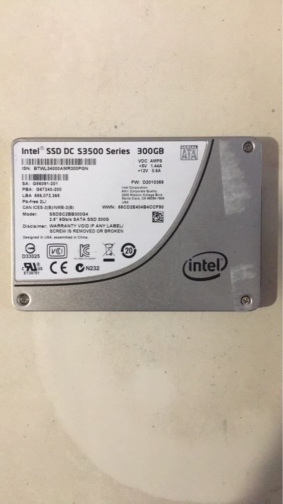 

SSD Intel DC S3500 Series 300GB 2.5" SATAIII MLC (SSDSC2BB300G4T)