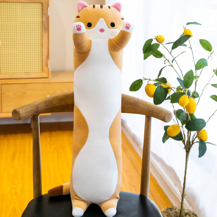 

Мягкая игрушка подушка длинный кот 70, Рыжий