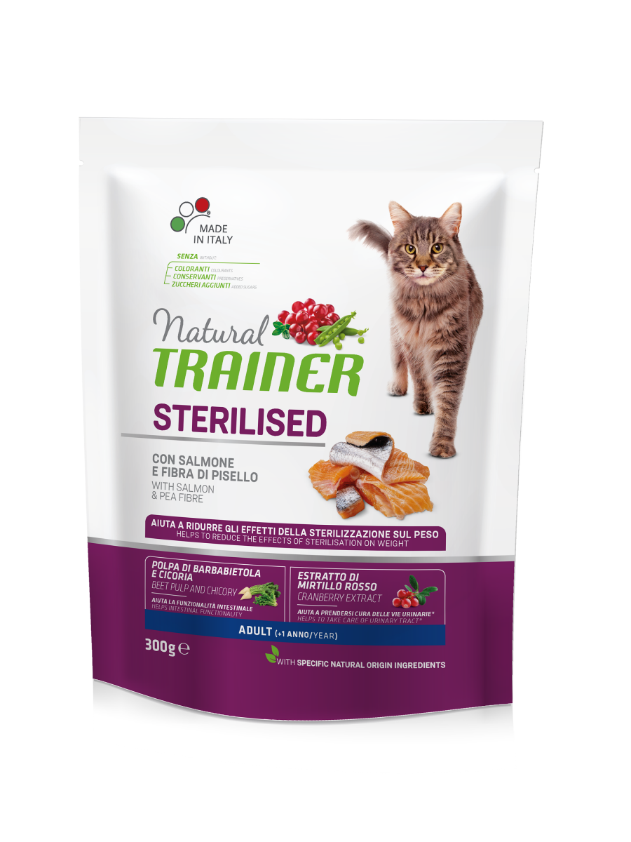 

Trainer Natural Adult Sterilised with Salmon Сухой корм для стерилизованных кошек от 1 года 0.3 кг.