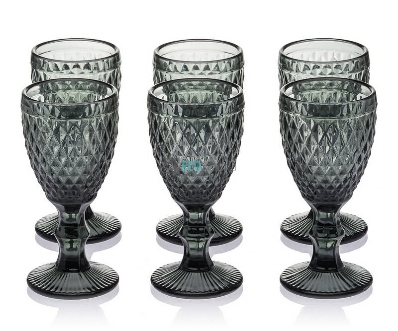 

Набір чарок з кольорового скла 6 шт Glassware 40 мл Сірий EK1502
