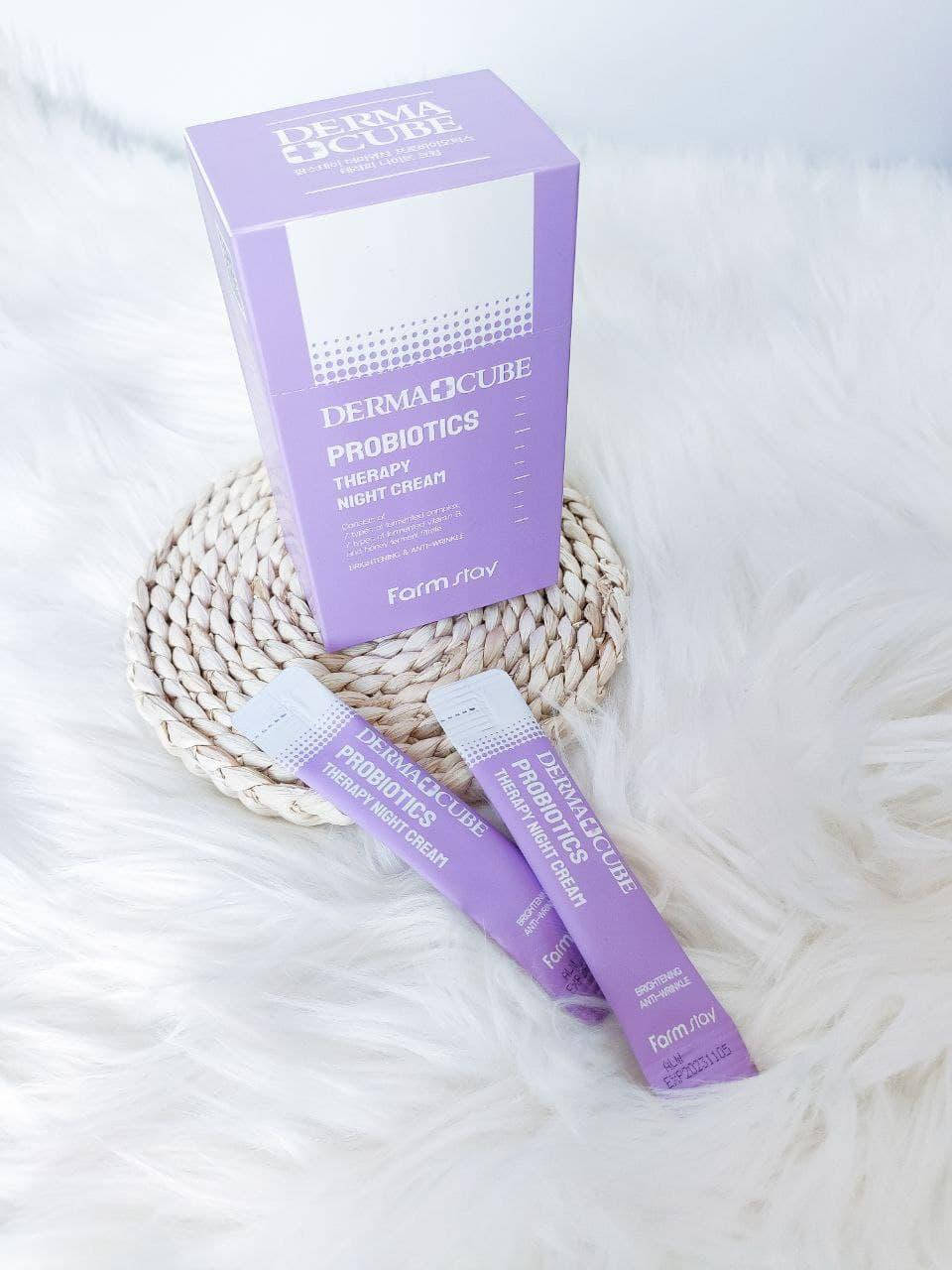 

Ночной крем для лица с пробиотиками Farm Stay Derma Cube Probiotics Therapy Cream 4 мл