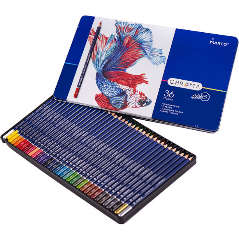 

Карандаши цветные 36 штук Marco Chroma 8010/36TN в металлическом пенале