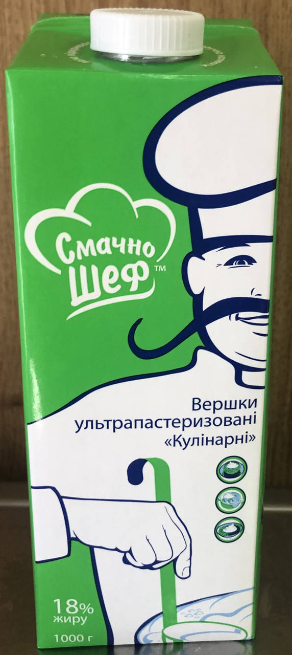 

Сливки ультрапастеризованные Смачно шеф 18% 1000 г