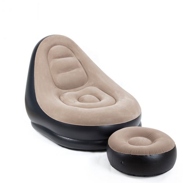 

Надувное кресло с пуфиком Air Sofa| Кресло с пуфиком| Надувной диван| Надувное велюровое кресло с пуфиком, Бежевый