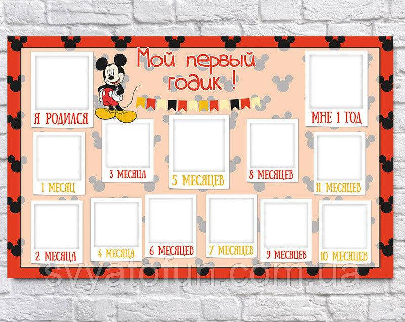 

Плакат 12 месяцев Микки Маус 75×120см рус