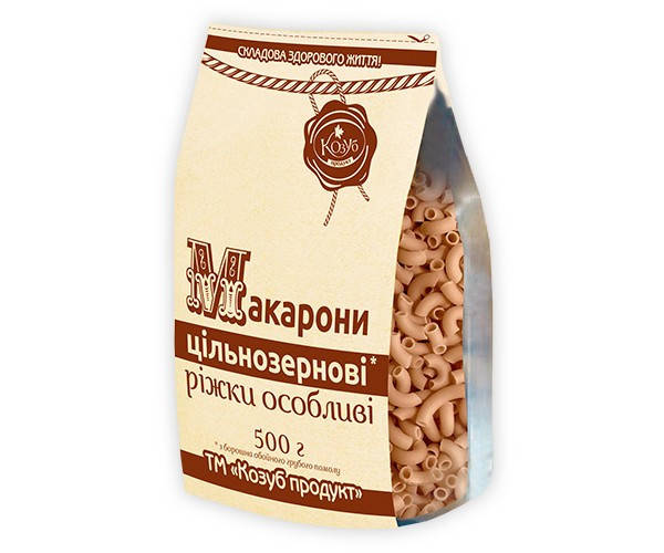 

Макароны цельнозерновые * «Рожки особые» Козуб Продукт 500г