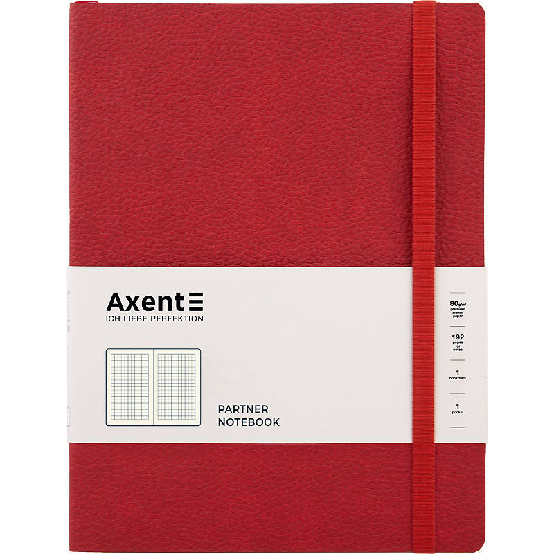 

Книга записна Partner Soft L, 190*250, 96 арк, кліт, червон