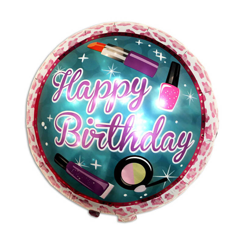 

Фольгированный шар круг Happy Birthday с косметикой 18" Китай