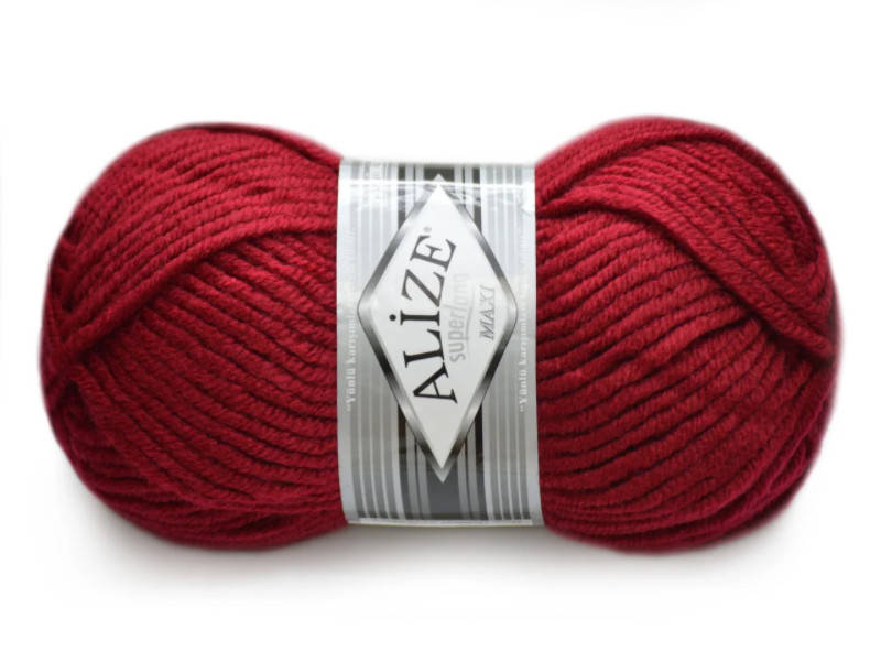 

Alize Super Lana Maxi, Вишня №390, Бордовый