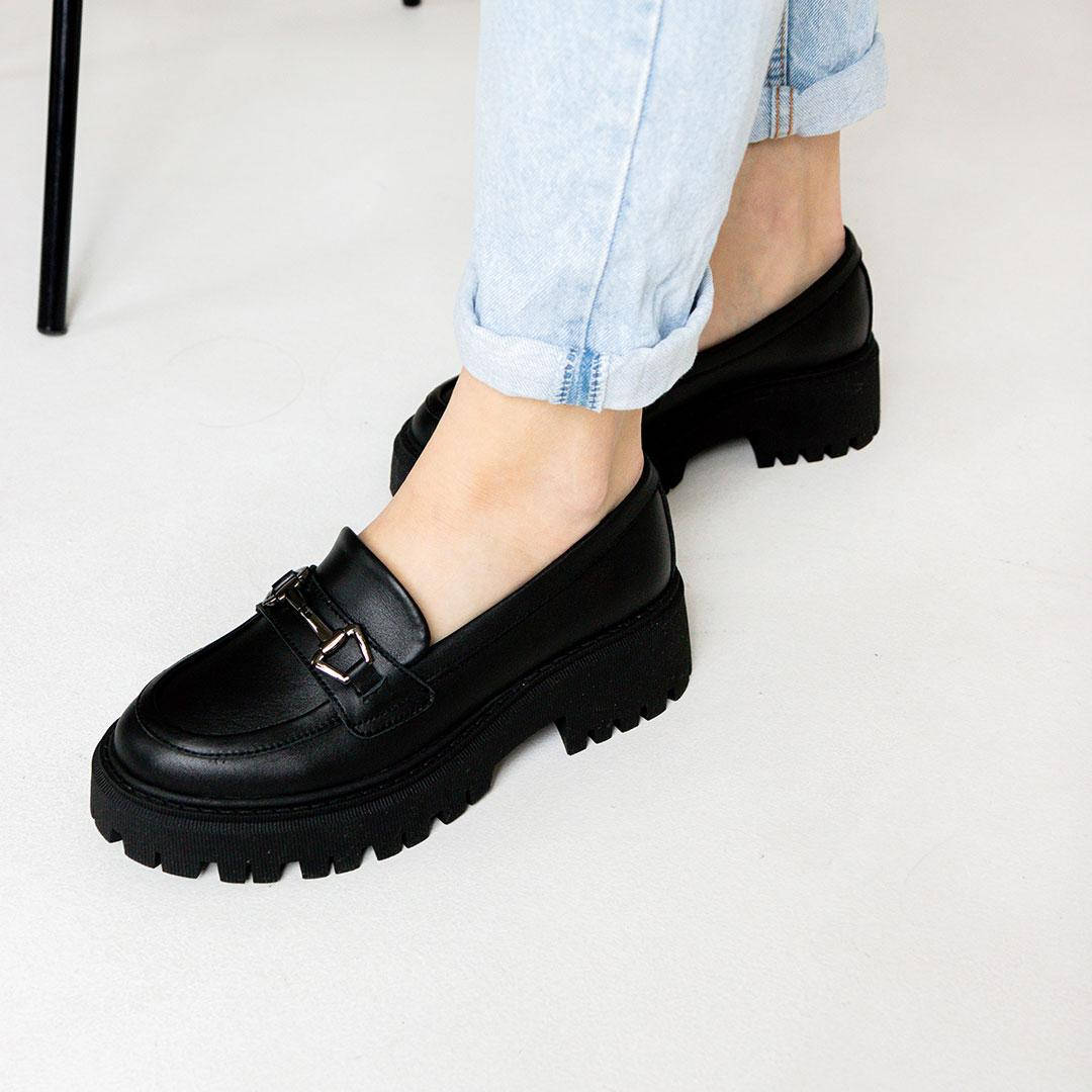 

Лоферы женские VanKristi на ровном ходу тракторная платформа Черные, Черный