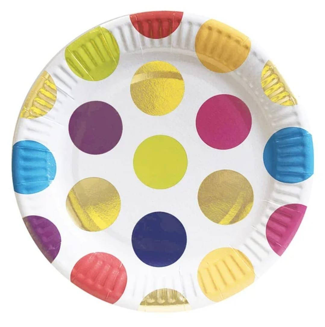 

Тарелки бумажные одноразовые 18см | Горох разноцвет, Белый