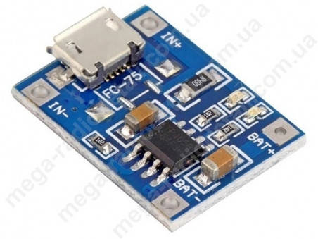 

Модуль зарядный 5V 1A TC4056 Micro USB - Li-Ion 3.7V