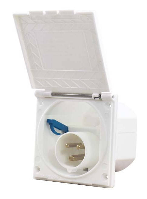 

Входная розетка CEE для автодома / кемпера, квадратная, белая