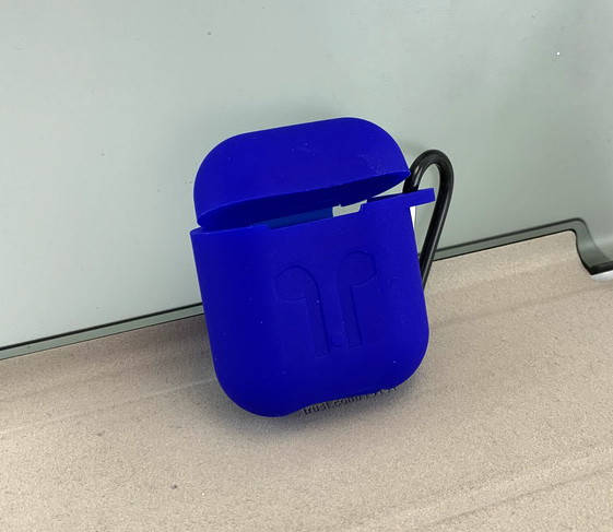 

Чохол для AirPods silicone case с карабином силиконовый синий