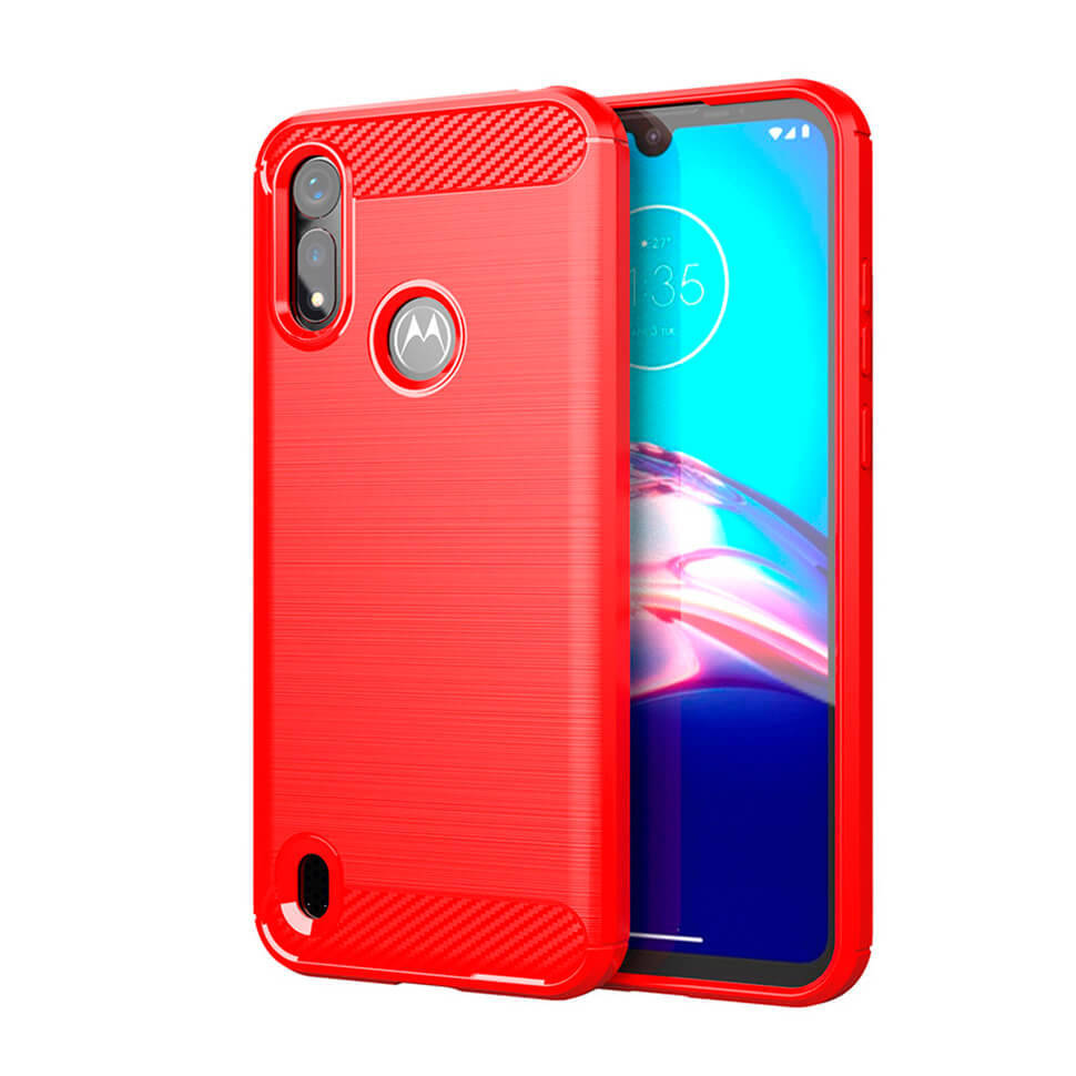 

Чехол Lenuo Carbon Fiber для Motorola E6S / E6i Red, Красный