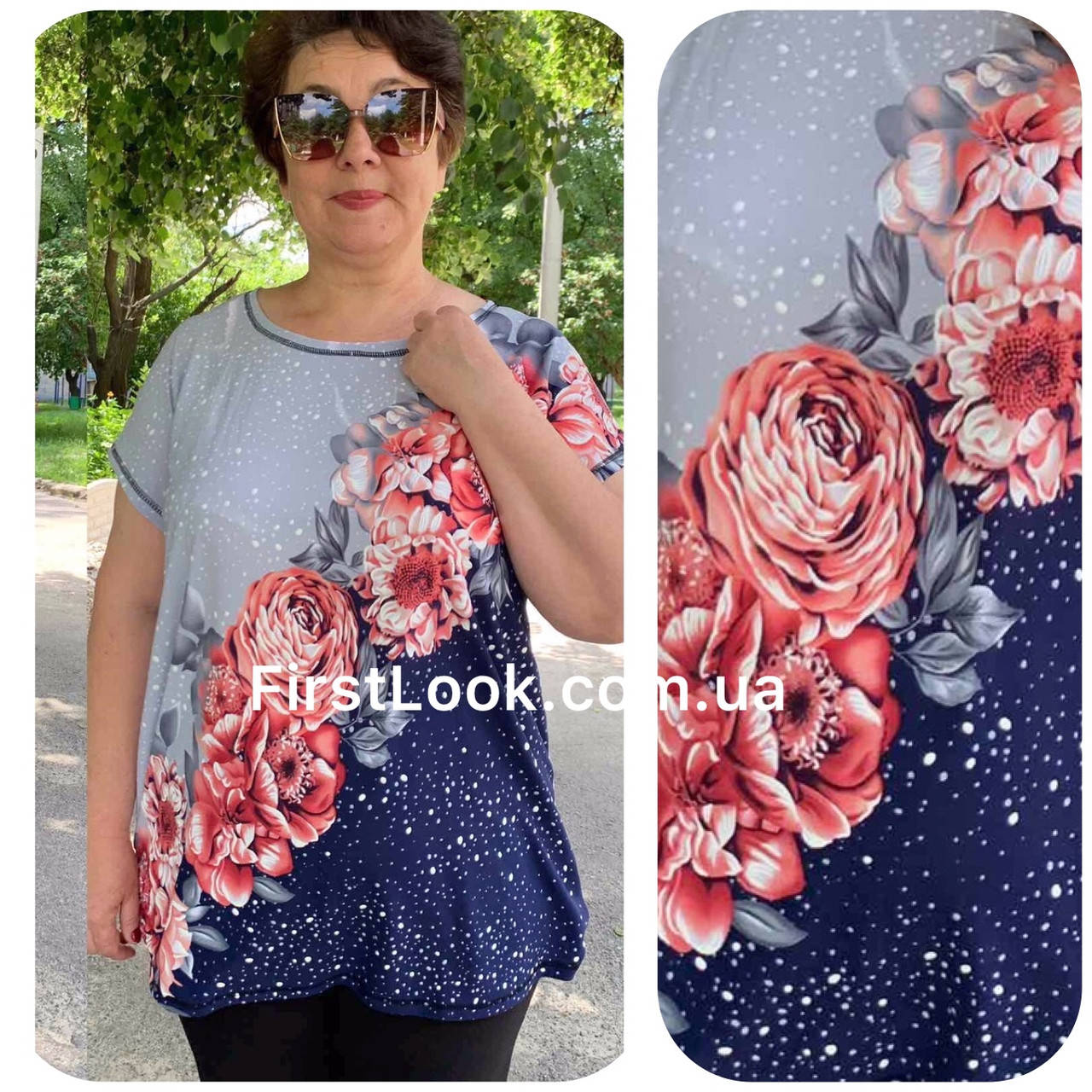 

Женская туника-футболка большие размеры с 50 по 64 размер