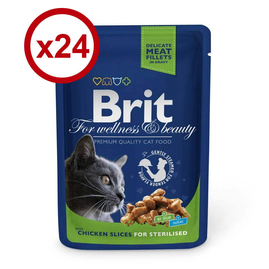 

Brit Premium Cat pouch 100г *24шт паучи для стерилизованных кошек (кусочки курицы)