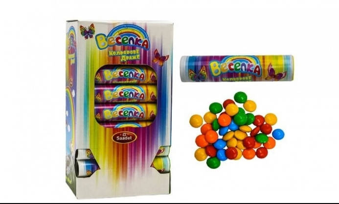 

Шоколадное драже Веселка в уп.24шт.