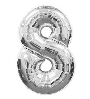 

Фольгированная цифра "8", СЕРЕБРО - 70 см (32 дюйма)