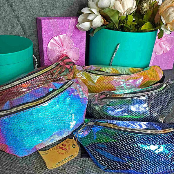 

Сумка на пояс бананка яркая стильная блестящая голограмма Соты 12*32 см на молнии отличного качества Luna, Разные цвета