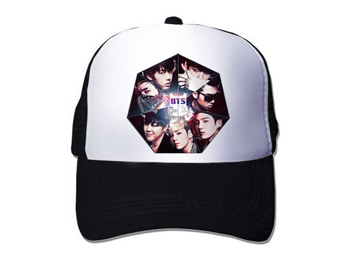 

Кепка Бейсболка Bangtan boys БТС BTS фото Черная с белым, Черный