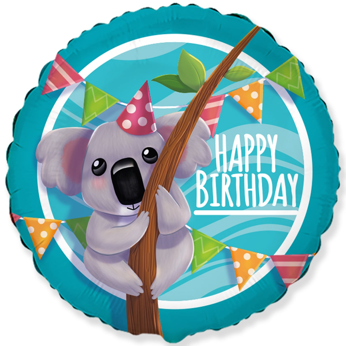 

Фольгированный шарик Flexmetal 18" Круг Happy birthday Коала, Разные цвета
